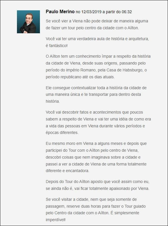 Depoimento de Paulo Merino sobre passeio guiado com o Aílton em Viena