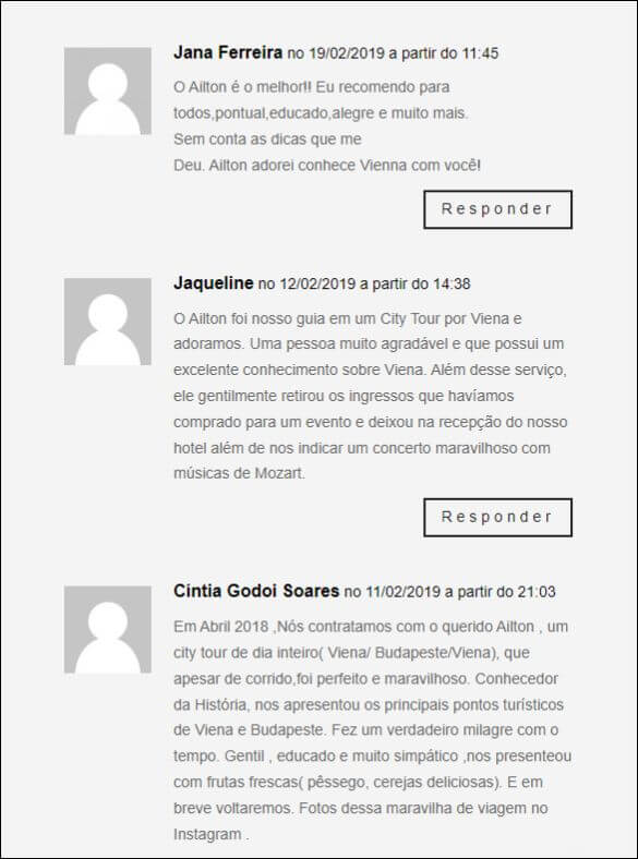 Depoimento de Jana Ferreira sobre passeio guiado com o Aílton em Viena