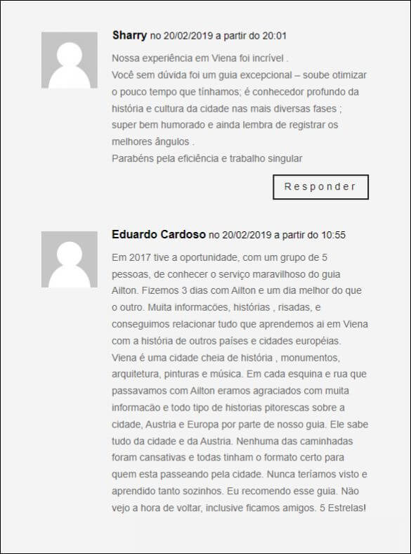 Depoimento de Sharry sobre passeio guiado com o Aílton em Viena